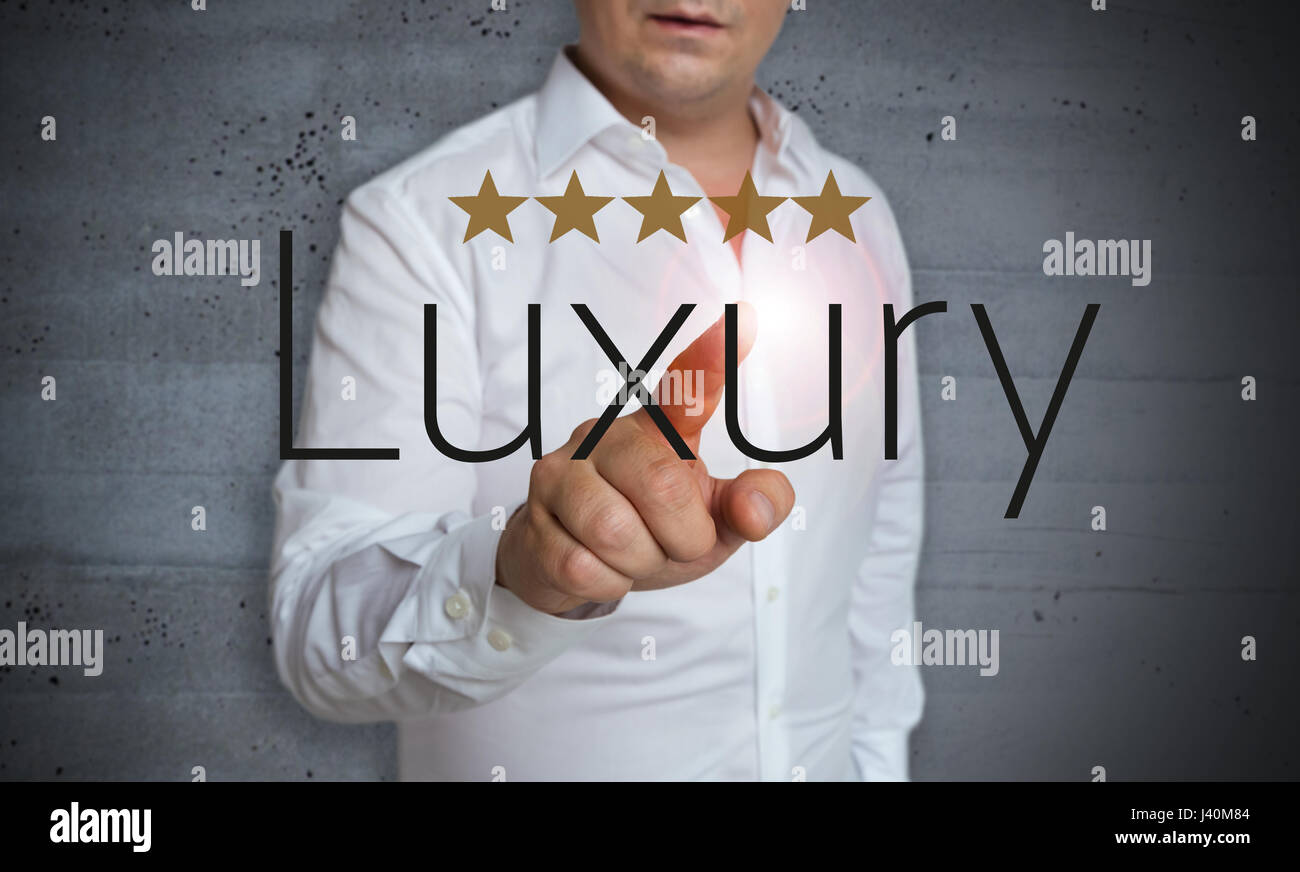 Luxury touchscreen is operated by man. Stock Photo