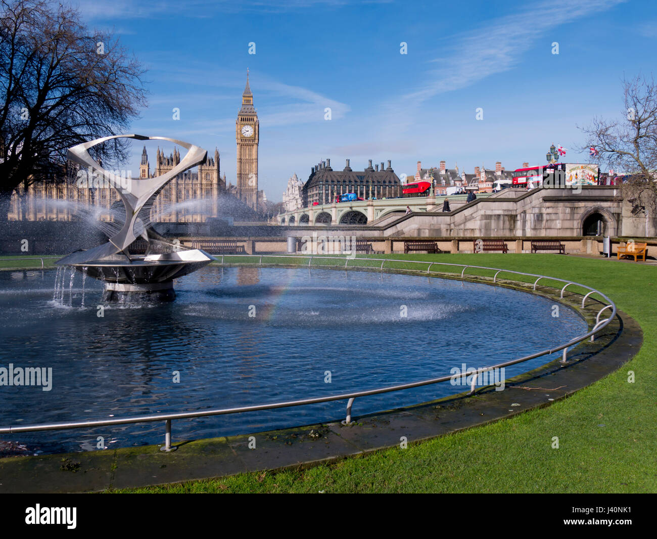 UK, England, London, Big Ben, Gabo's Fountain Stock Photo