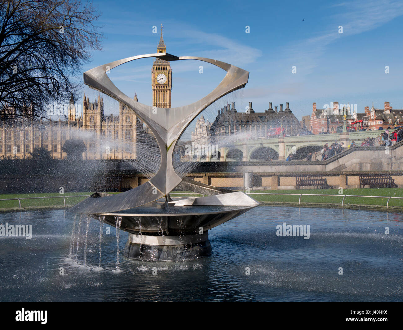 UK, England, London, Big Ben, Gabo's Fountain Stock Photo