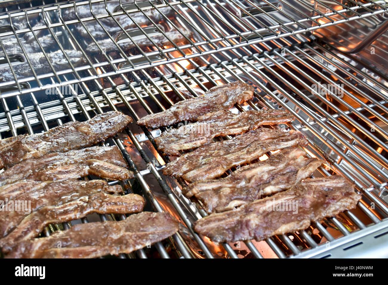 Korean short ribs on bbq grill Stock Photo Alamy