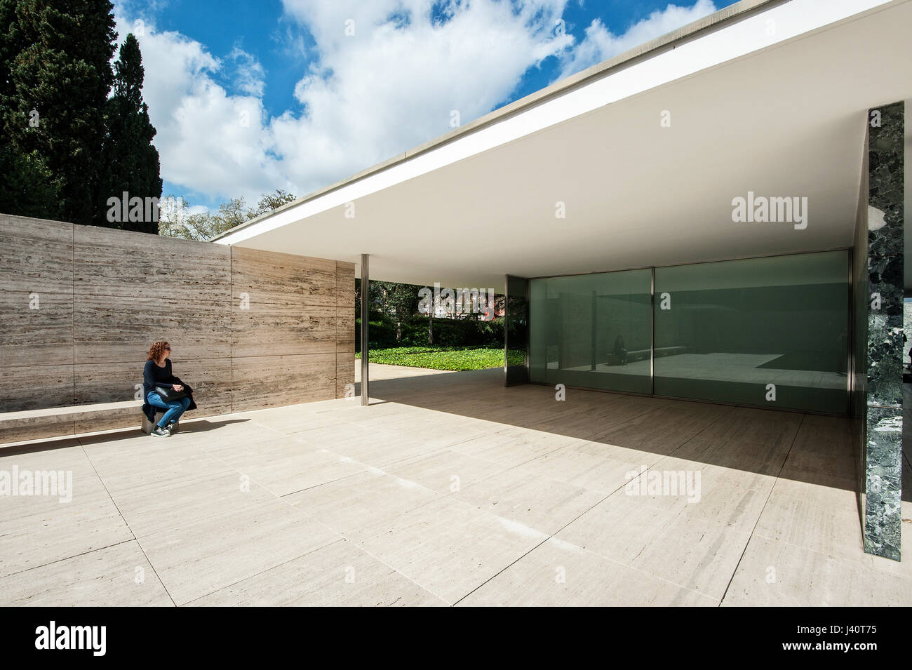 Pavillion Mies van der Rohe by the German architect Ludwig Mies van der Rohe in the Bauhaus