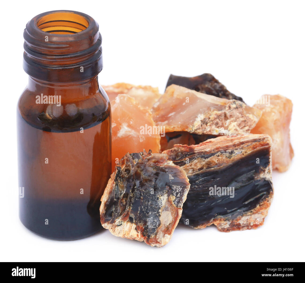 Frankincense dhoop with essential oil, a natural aromatic resin used in perfumes and incenses Stock Photo