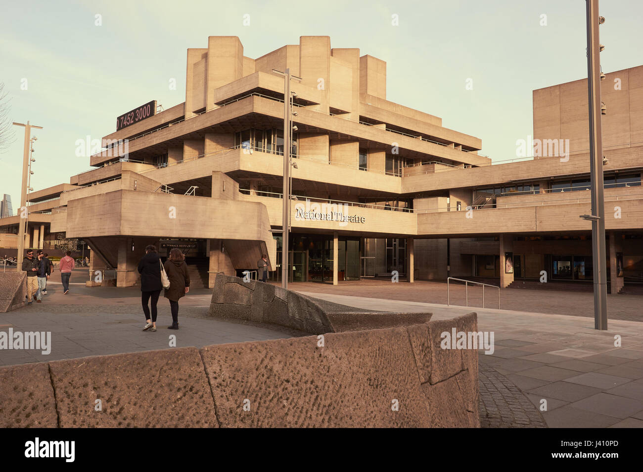 Grade II listed National Theatre by Denys Lasdun (1976), South Bank, London, England Stock Photo