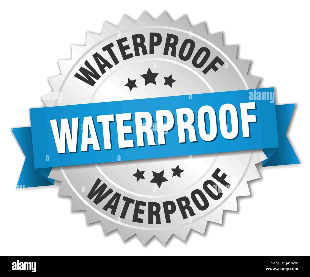 waterproof round isolated silver badge Stock Vector