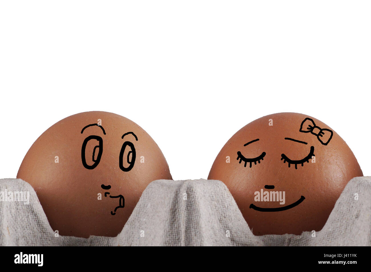 Calm and Excitement Expression style with egg characters Stock Photo
