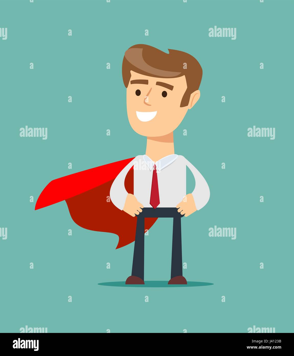 Young man in a red cape superhero Stock Vector