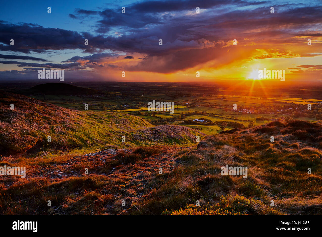 May sunset from the Cleveland Way, North Yorkshire. Stock Photo