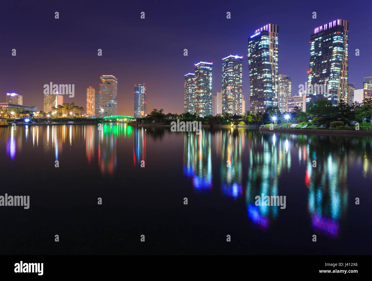 Songdo Central Park in Songdo International Business District, Incheon South Korea. Stock Photo