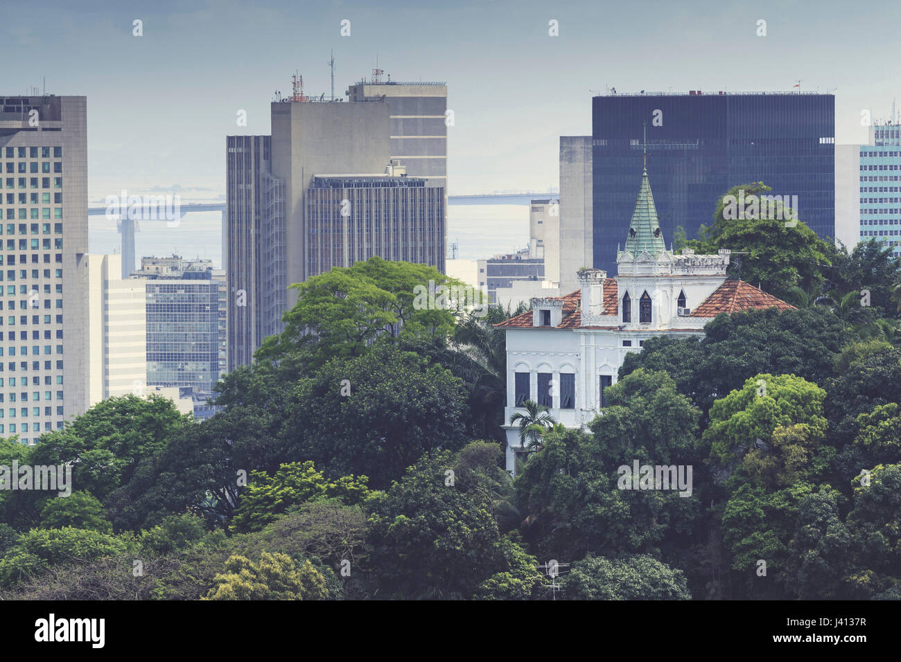 View of Rio city centre from Santa Teresa suburb, Rio de Janeiro, Brazil Stock Photo