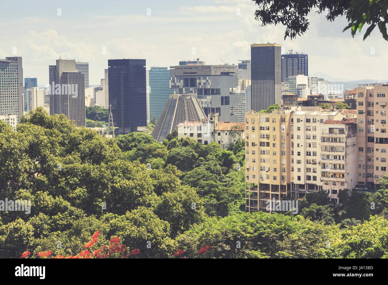 View of Rio city centre from Santa Teresa suburb, Rio de Janeiro, Brazil Stock Photo