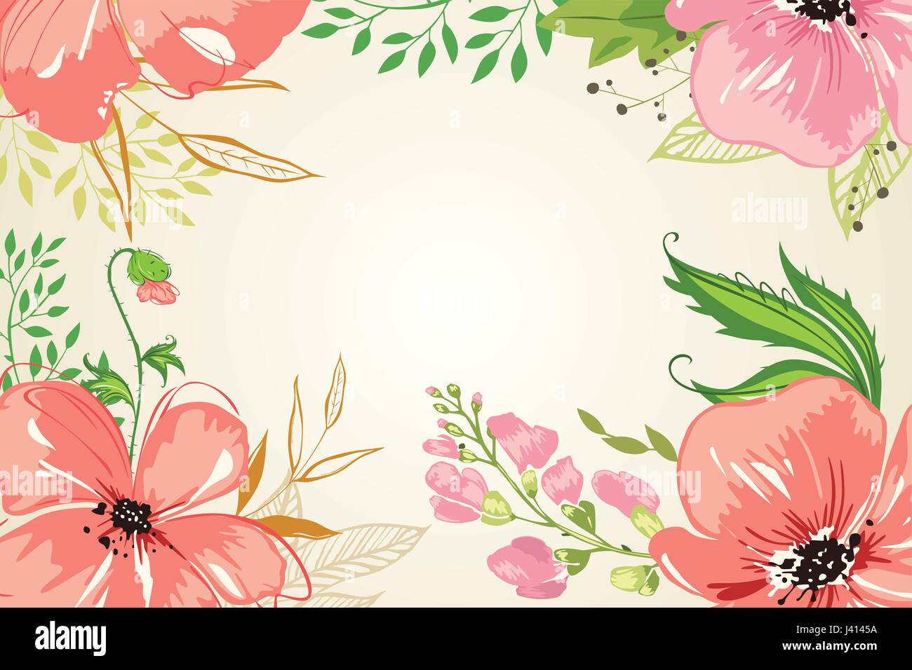 A vector illustration of Pink Flowers Background Stock Vector Image ...