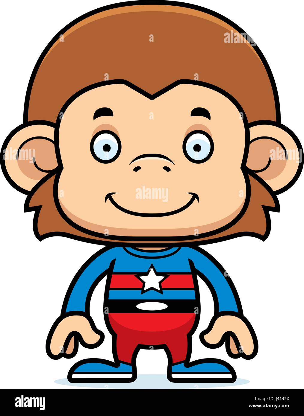A cartoon superhero monkey smiling. Stock Vector