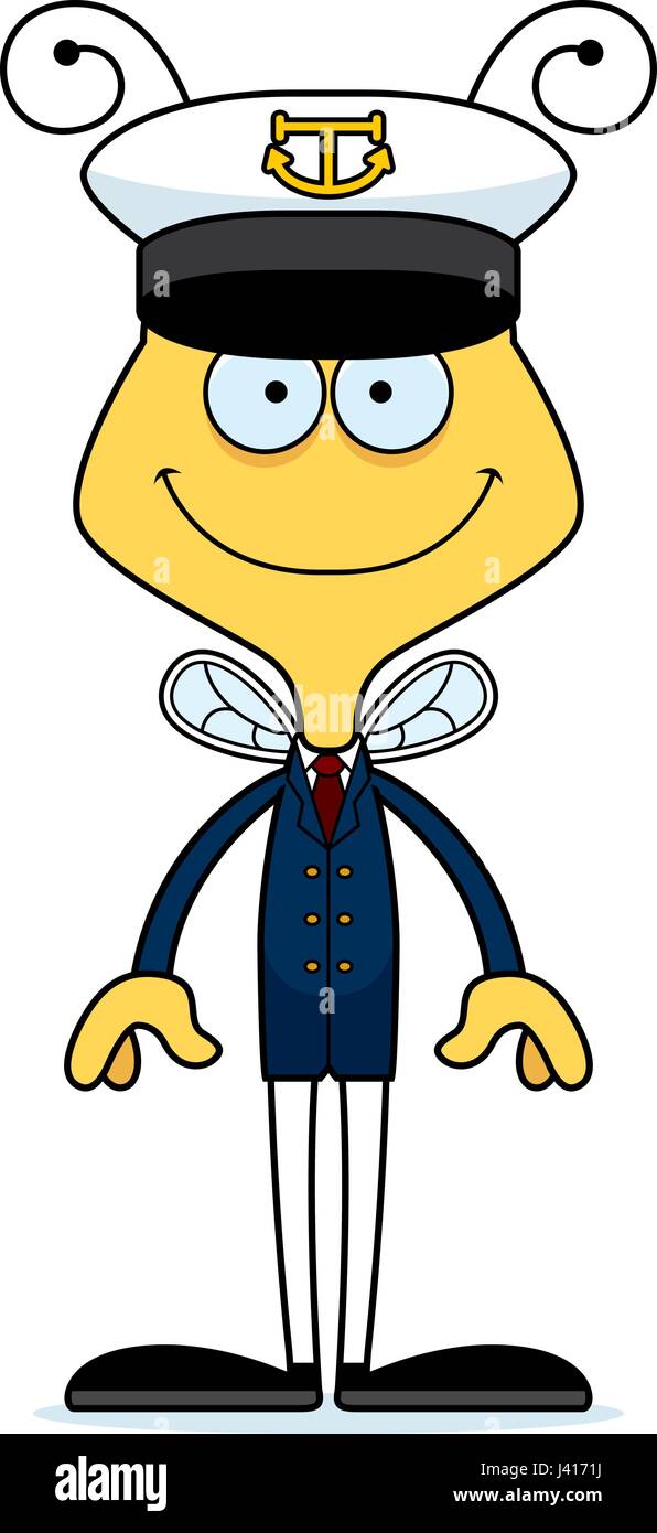 Captain Bee A cartoon boat captain bee smiling Stock Vector Image & Art - Alamy