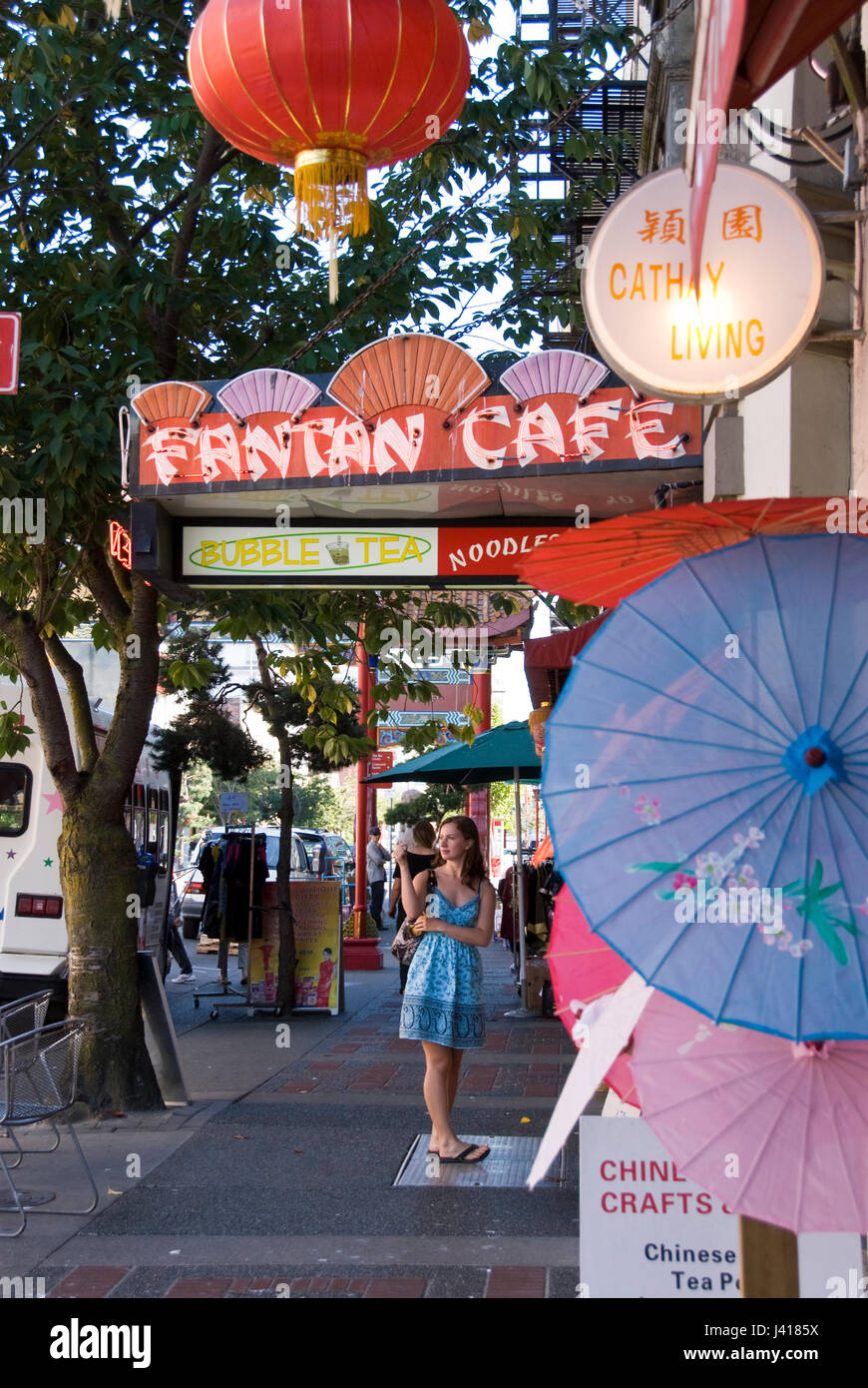 The Fan Tan Cafe near Fan Tan Alley in Victoria's (British Columbia) Chinatown, the oldest in Canada and second to San Francisco's in North America. Stock Photo