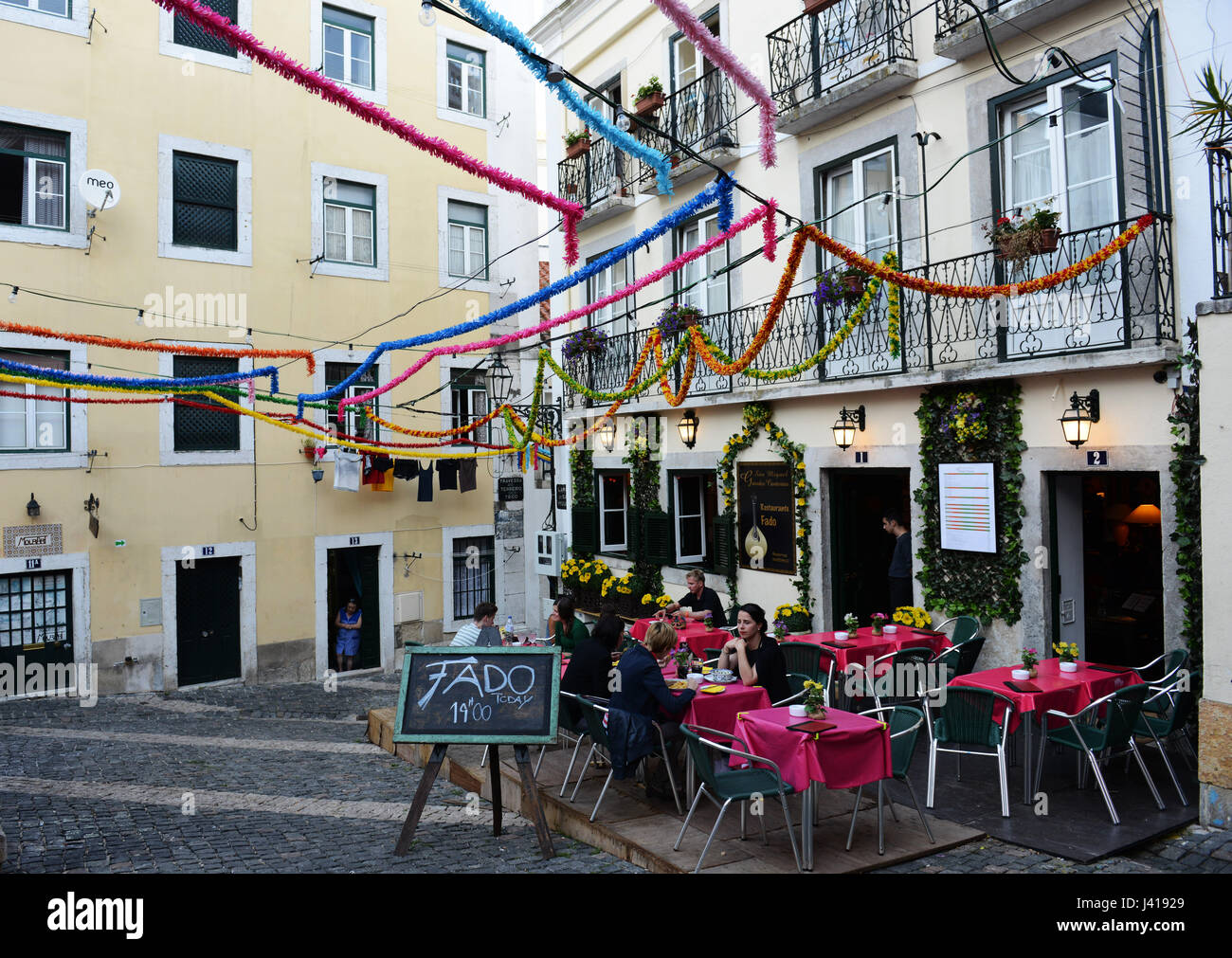 The old neighborhood of Alfama in Lisbon. Stock Photo