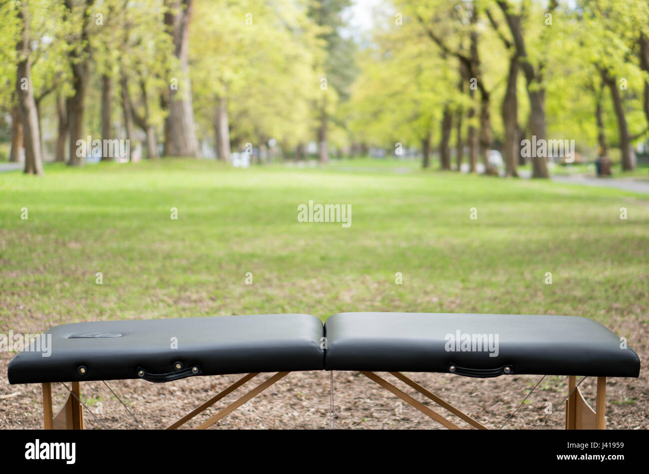 massage table in park Stock Photo