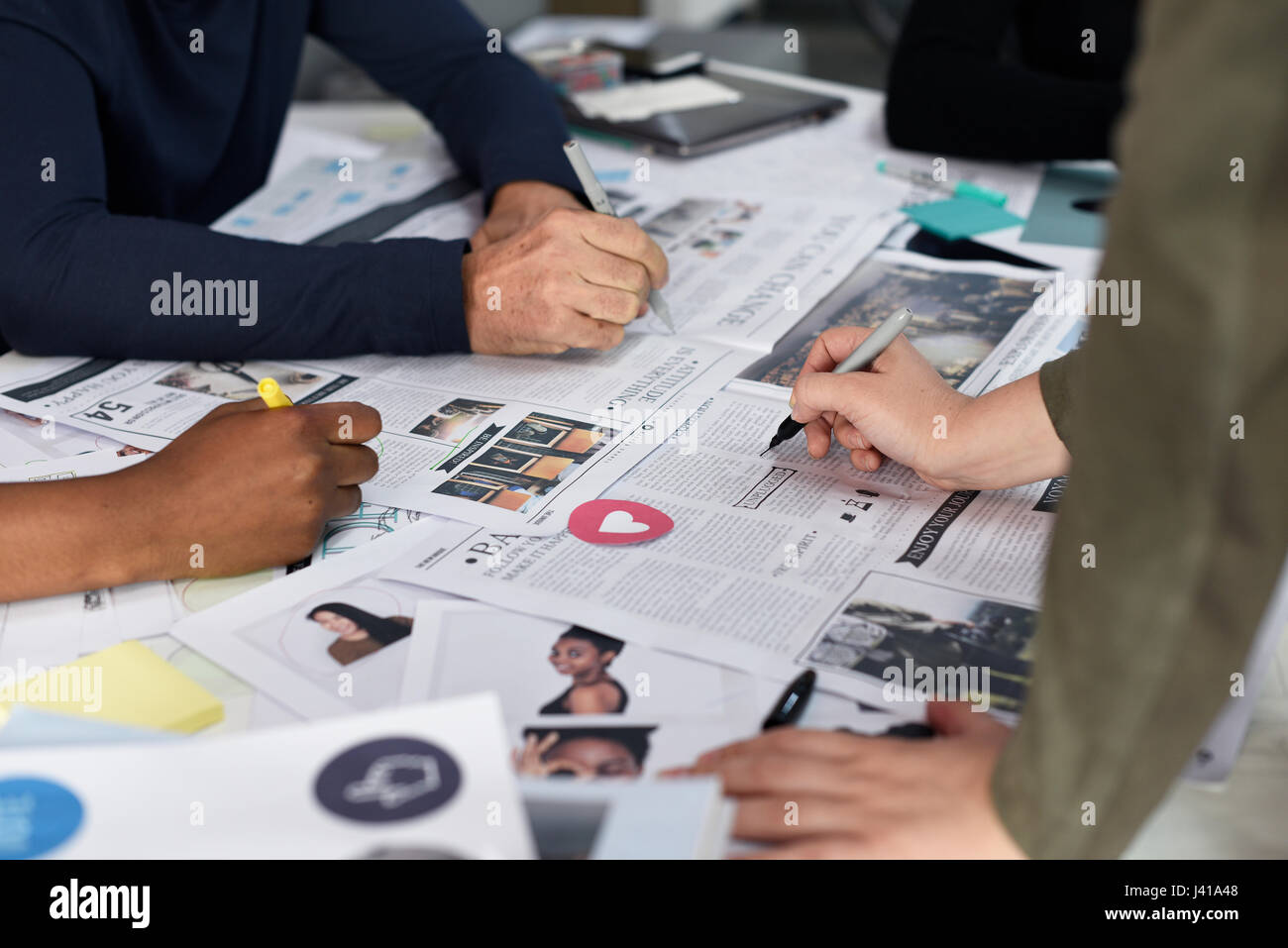 Startup Business People Working Checking Newspaper Information Stock ...