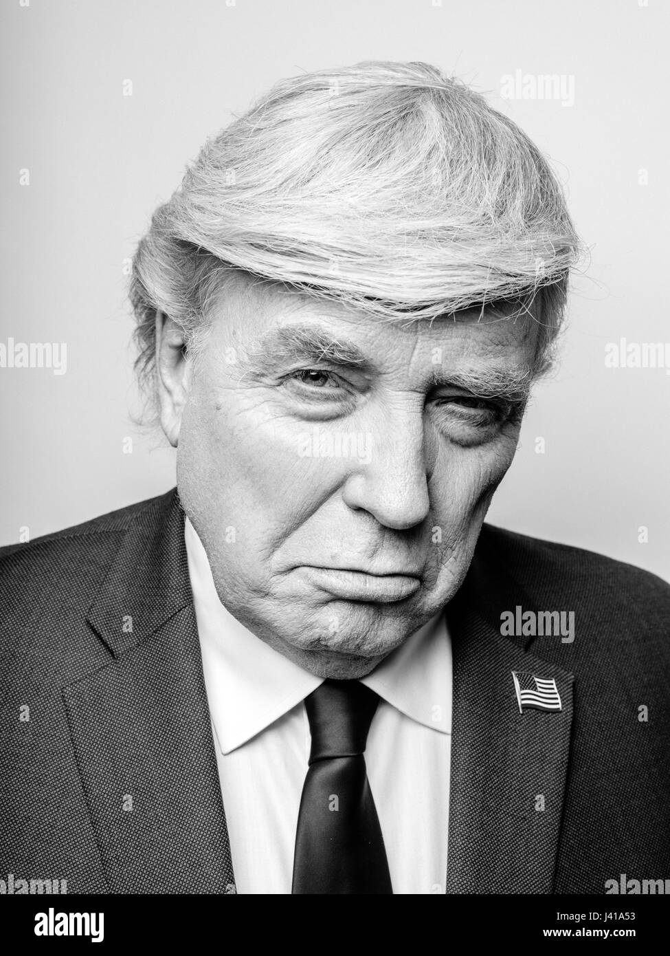 President Donald Trump lookalike Dennis Alan from Chicago, USA during his visit to Hong Kong.  He is the premier Donald Trump lookalike in the world. Stock Photo