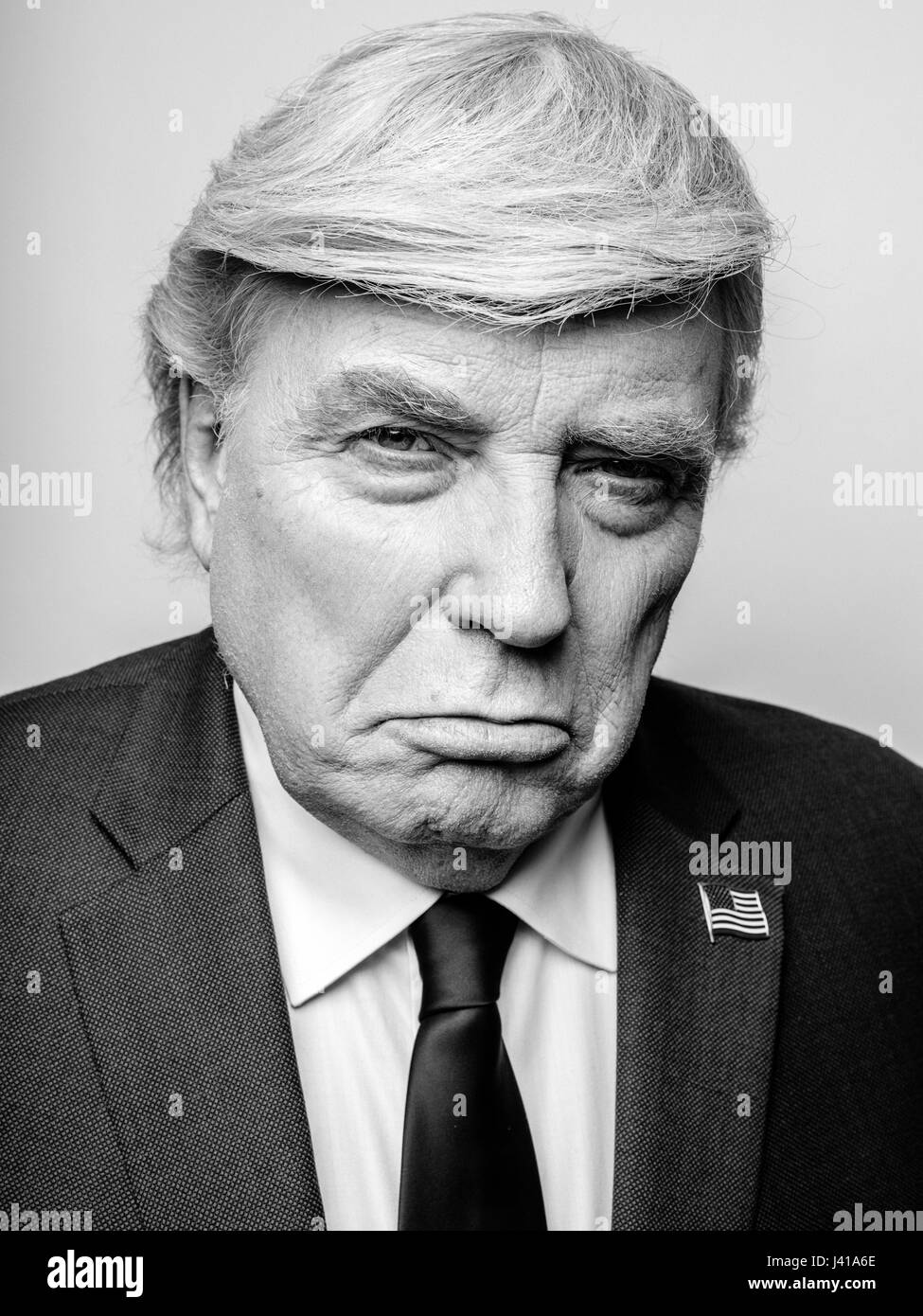 President Donald Trump lookalike Dennis Alan from Chicago, USA during his visit to Hong Kong.  He is the premier Donald Trump lookalike in the world. Stock Photo