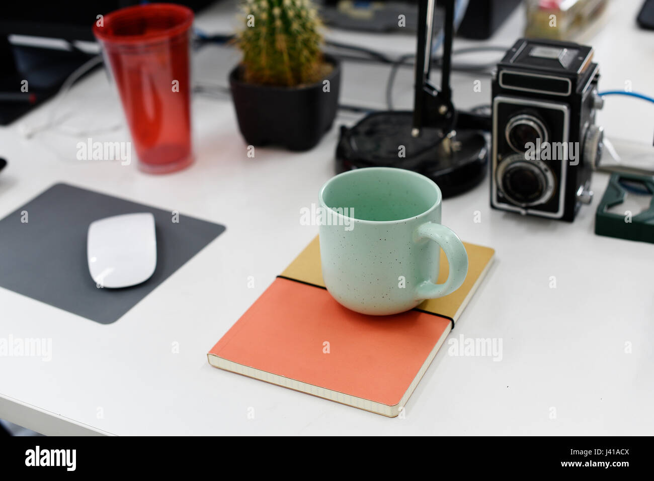 Coffee Cup on Work Table Nobdy Stock Photo