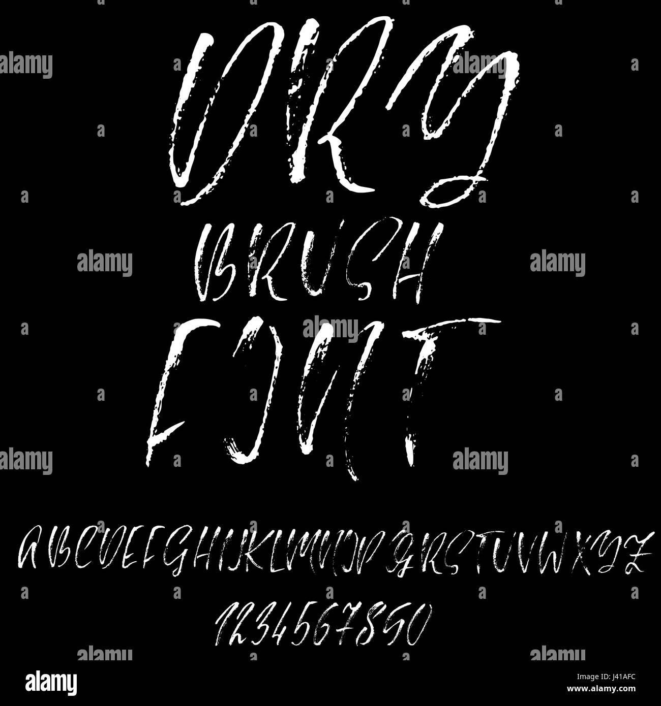 Hand drawn dry brush font. Modern brush lettering. Grunge style ...