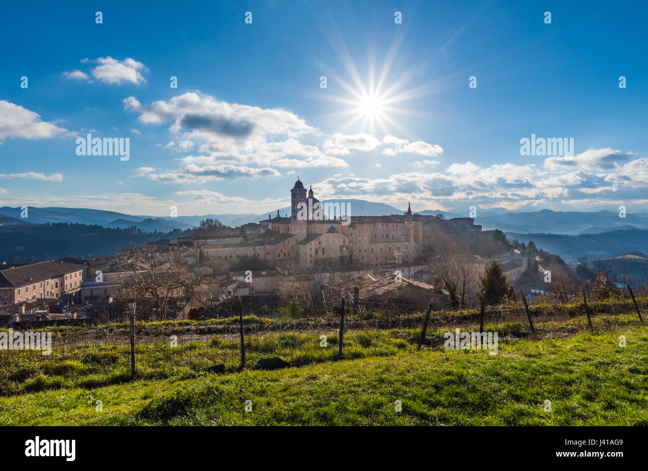 Urbino (Marche, Italy) - A walled city in the Marche region of Italy, a World Heritage Site notable for a remarkable historical legacy of Renaissance Stock Photo