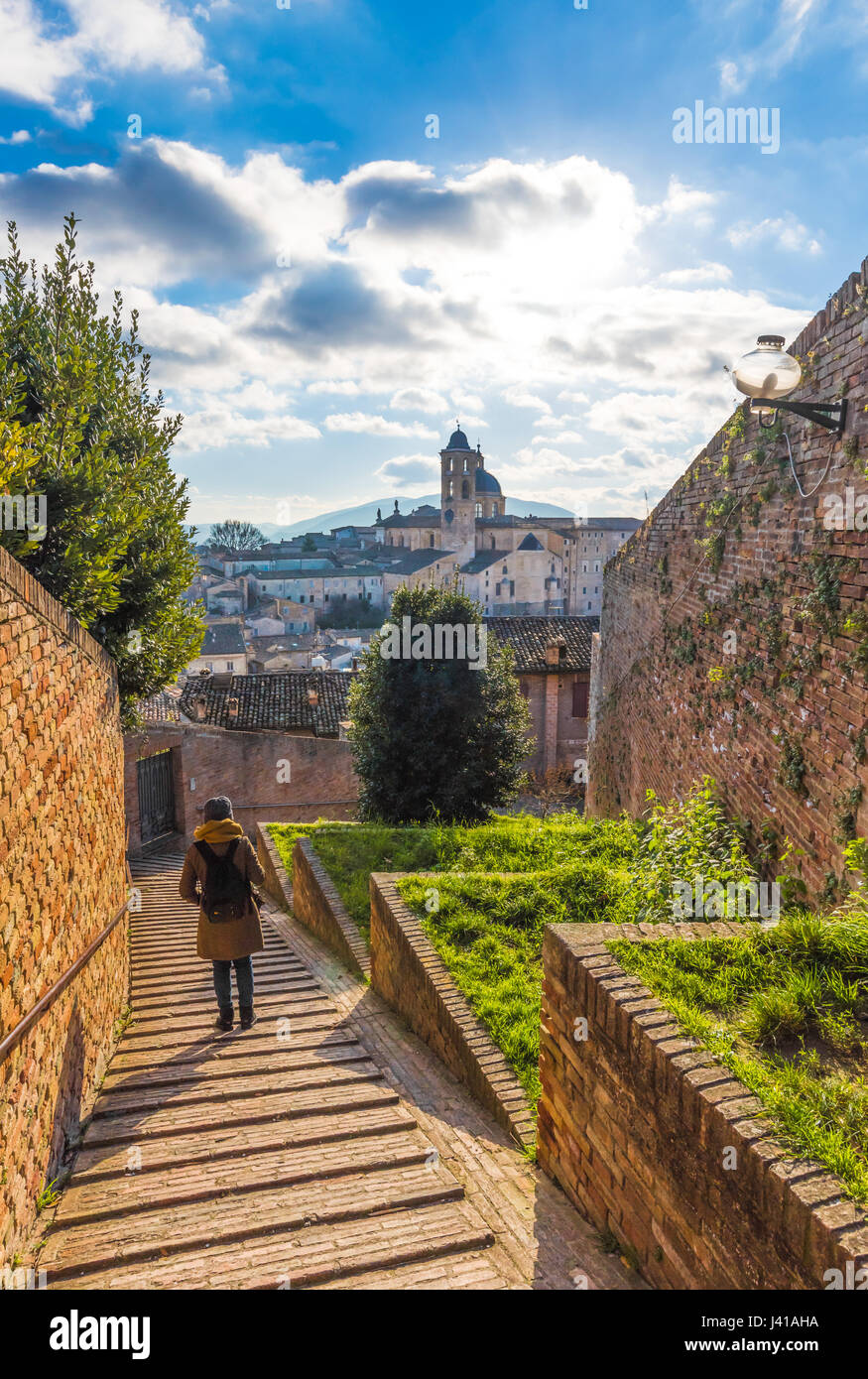 Urbino (Marche, Italy) - A walled city in the Marche region of Italy, a World Heritage Site notable for a remarkable historical legacy of Renaissance Stock Photo