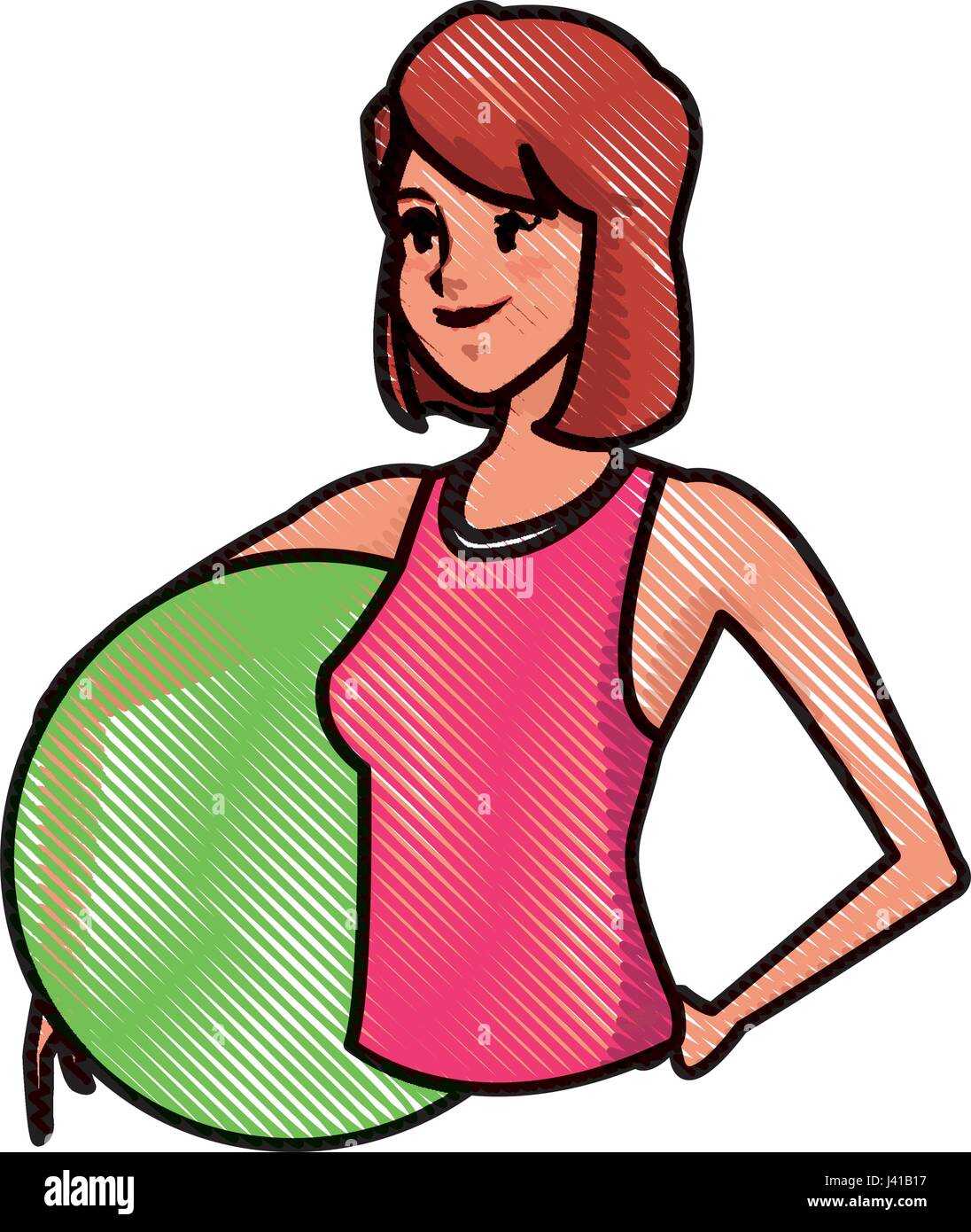 drawing sport girl fitball training image Stock Vector Image & Art - Alamy