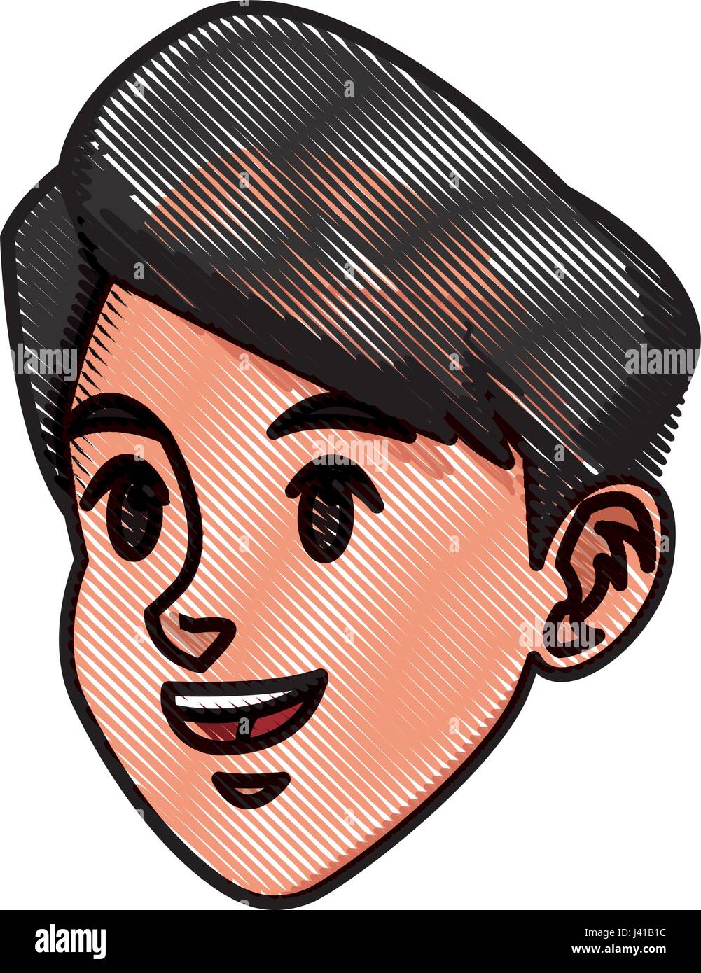drawing head boy face character healthy Stock Vector