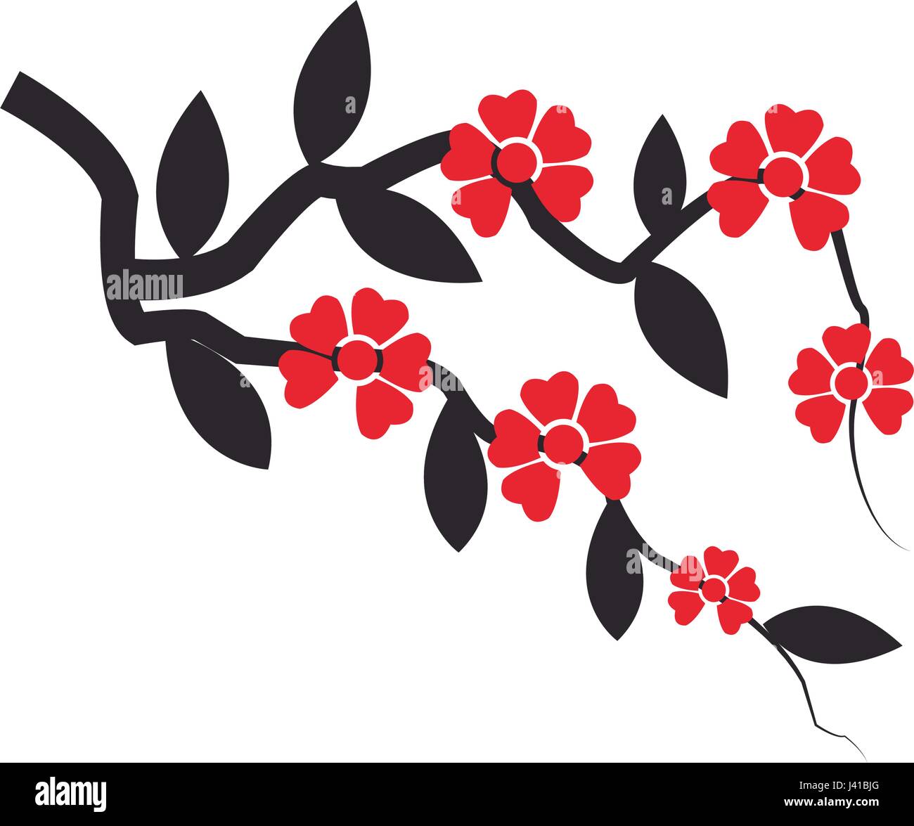 branch sakura with flowers cherry blossom Stock Vector Image & Art - Alamy