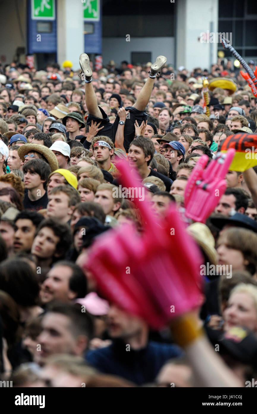 music fans at Rock am Ring, Nuerburgring, Nuerburg, Germany Stock Photo
