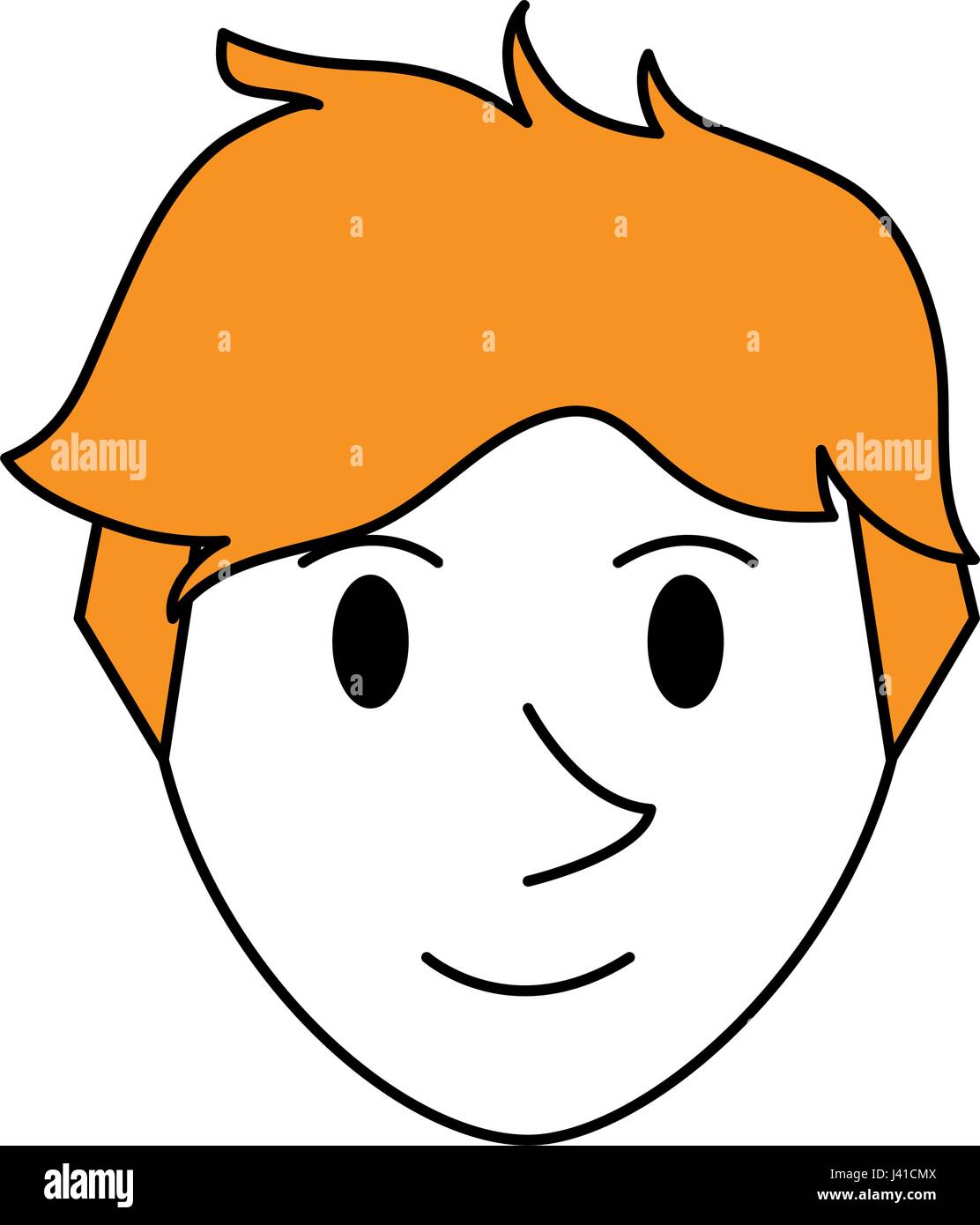 Color Silhouette Cartoon Front View Face Guy With Blond Hairstyle