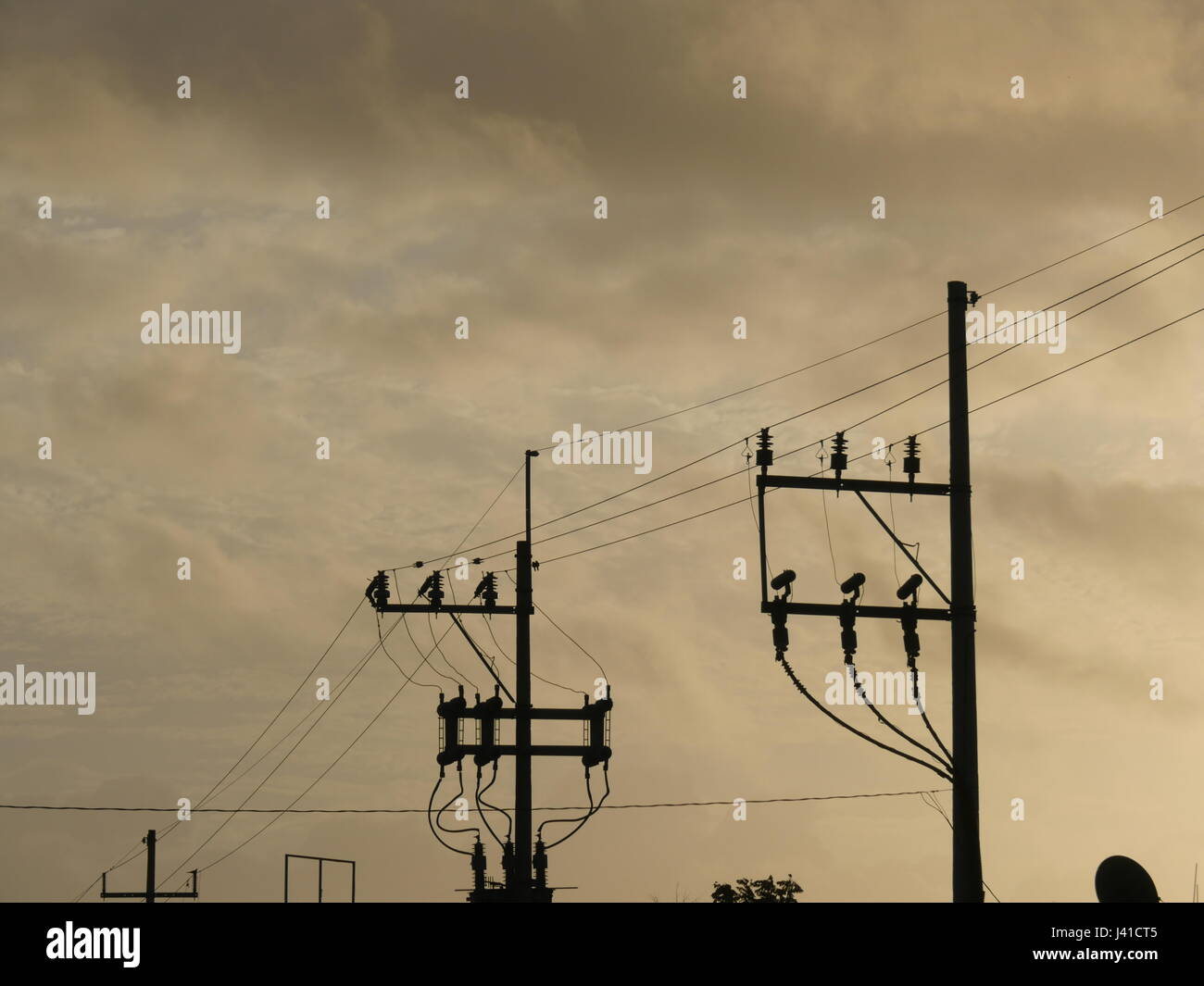 Electrical power grid in silhouette Stock Photo - Alamy
