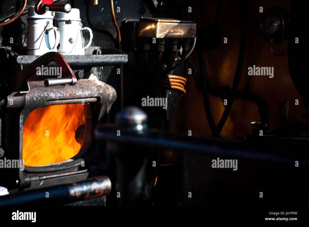Caption of the engine of the Bluebell railway Locomotive Stock Photo