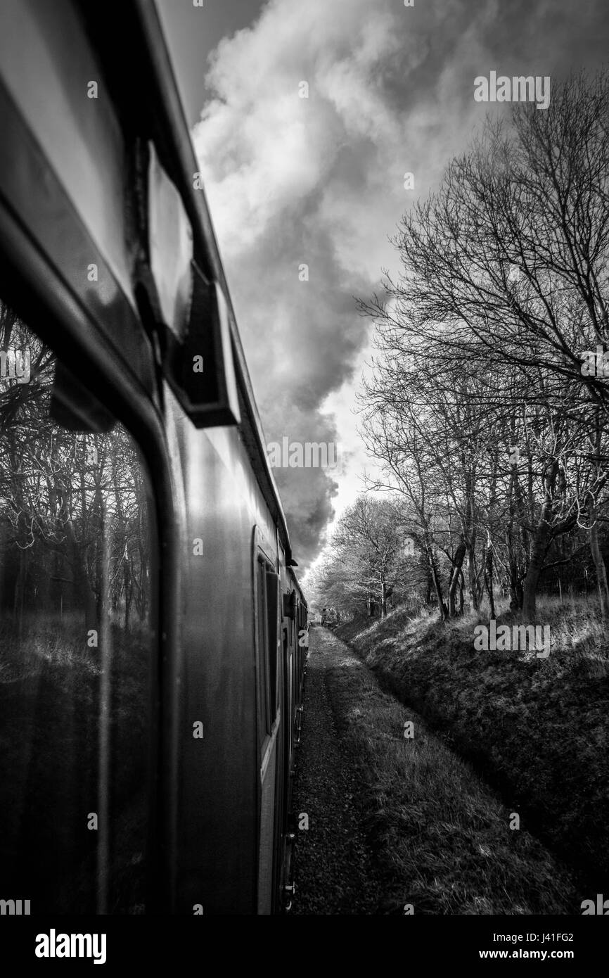 Smoke coming from the Bluebell Railway Locomotive Stock Photo