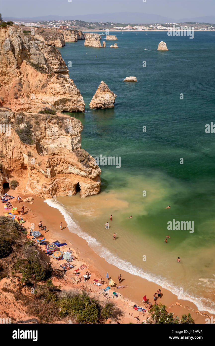Praia da Dona Ana, Cliff, beach, Lagos, Algarve, Portugal Stock Photo