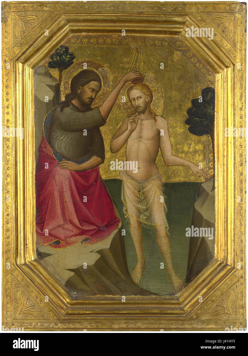 Lorenzo Monaco. Baptism of Christ, 1387 8, London NG Stock Photo