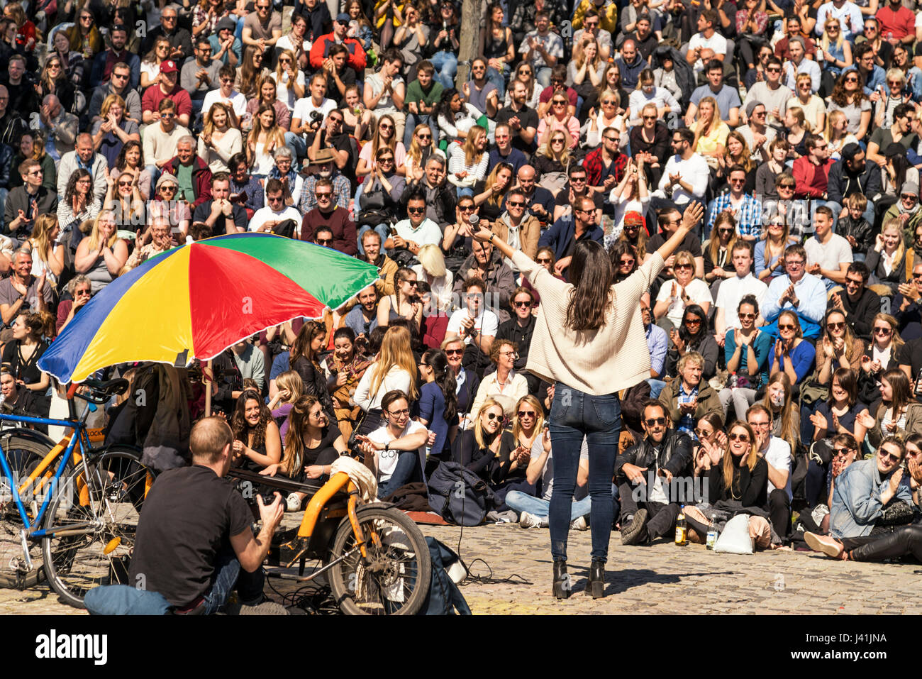 Open stage Karaoke, Mauerpark, Prenzlauer Berg, Berlin, Germany Stock Photo