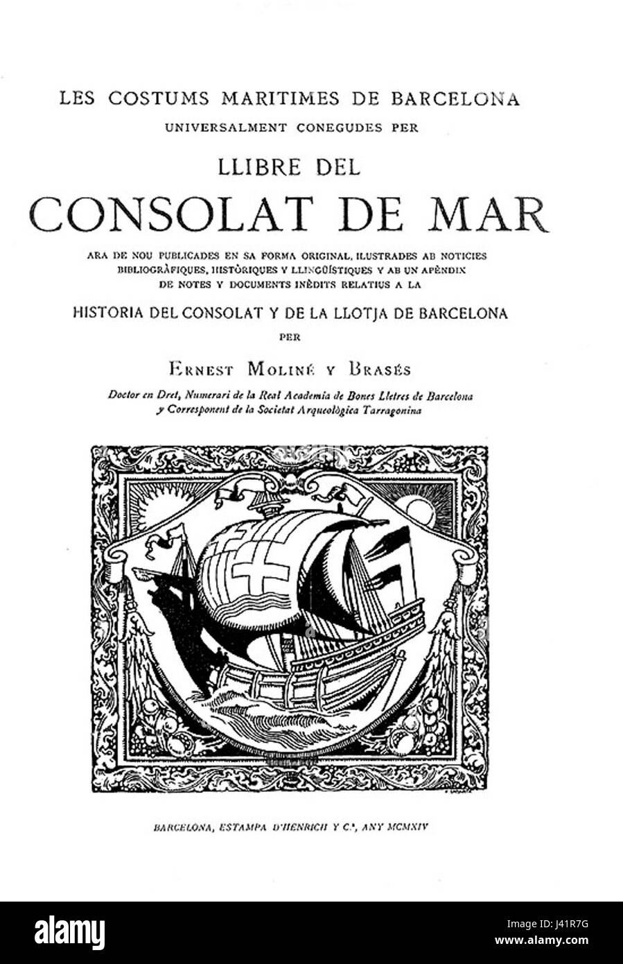 Llibre del Consolat de Mar 1814 Stock Photo