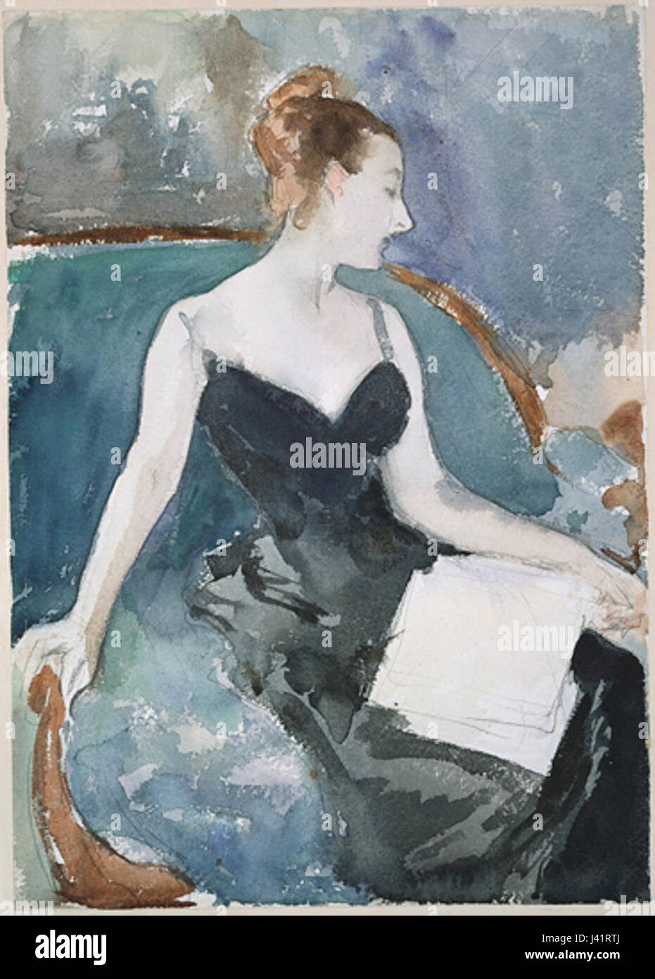 'Madame Gautreau' is a portrait painted by John Singer Sargent in 1883, featuring a fashionable woman known for her beauty. The painting is famous for its striking realism and detailed portrayal of the subject's appearance. Stock Photo