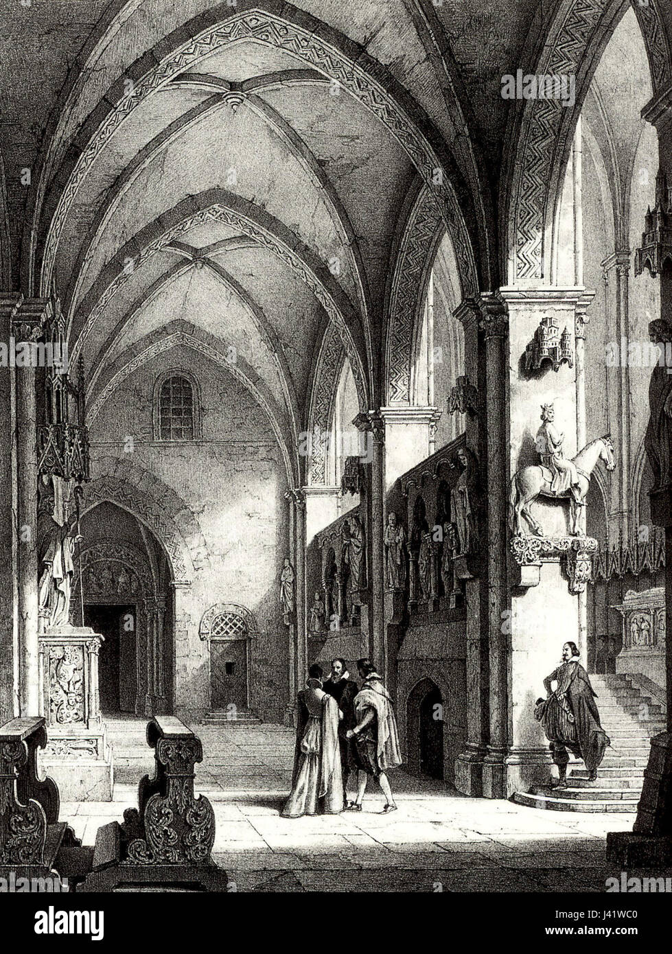 Marienpforte und Bamberger Reiter Lithographie 1820 Stock Photo - Alamy