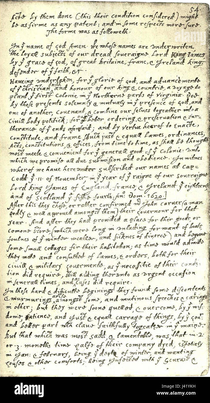 Mayflower Compact Bradford Stock Photo