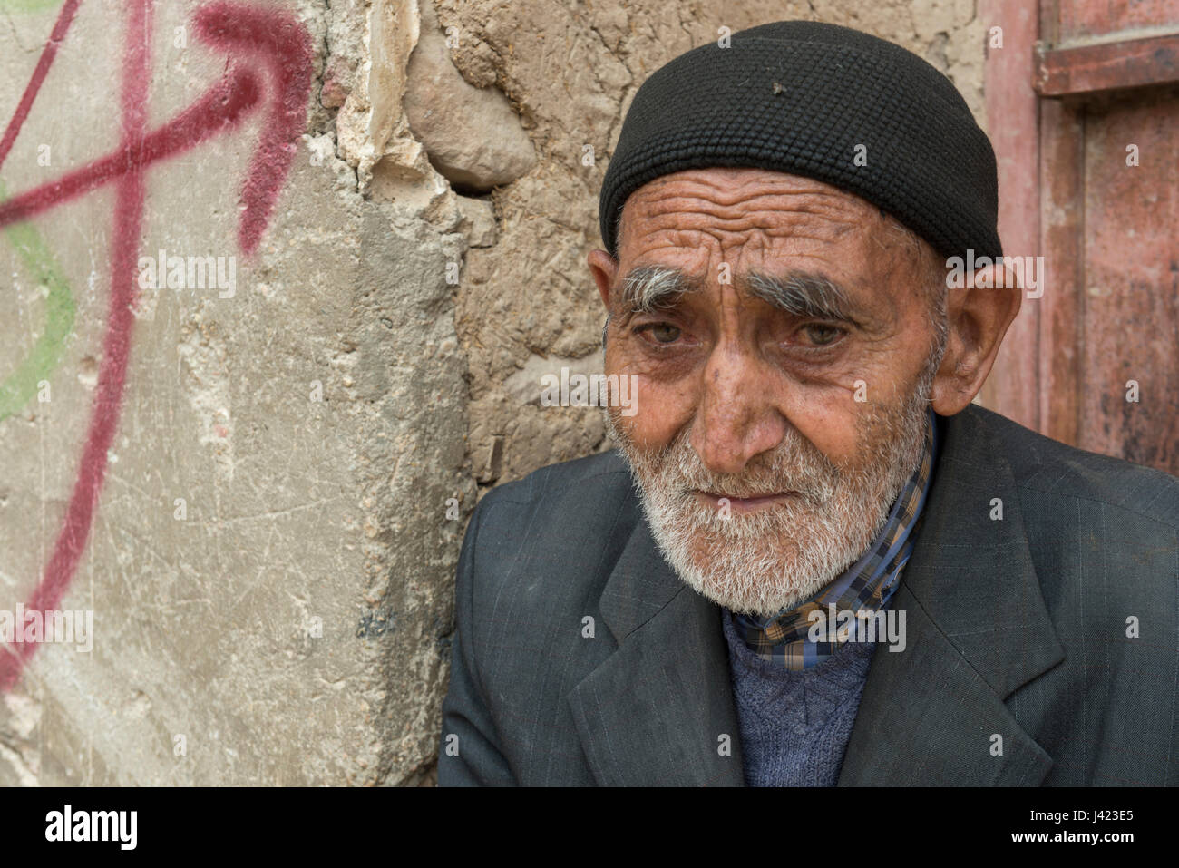 Elderly Man, Esfidan, A Traditional Rural Village, North Khorasan Province, IRAN Stock Photo