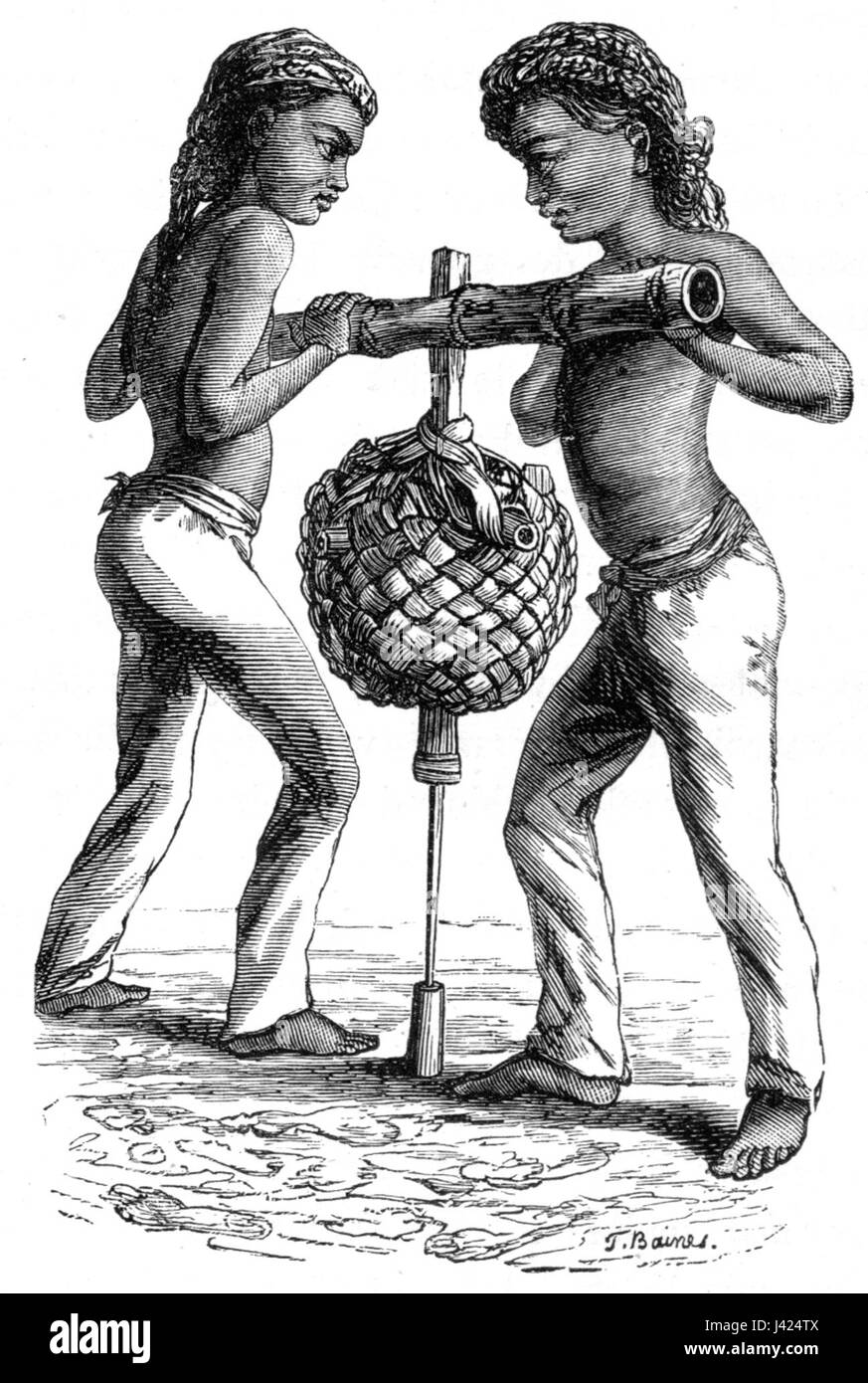 Malay Archipelago Gun boring in Lombock Stock Photo
