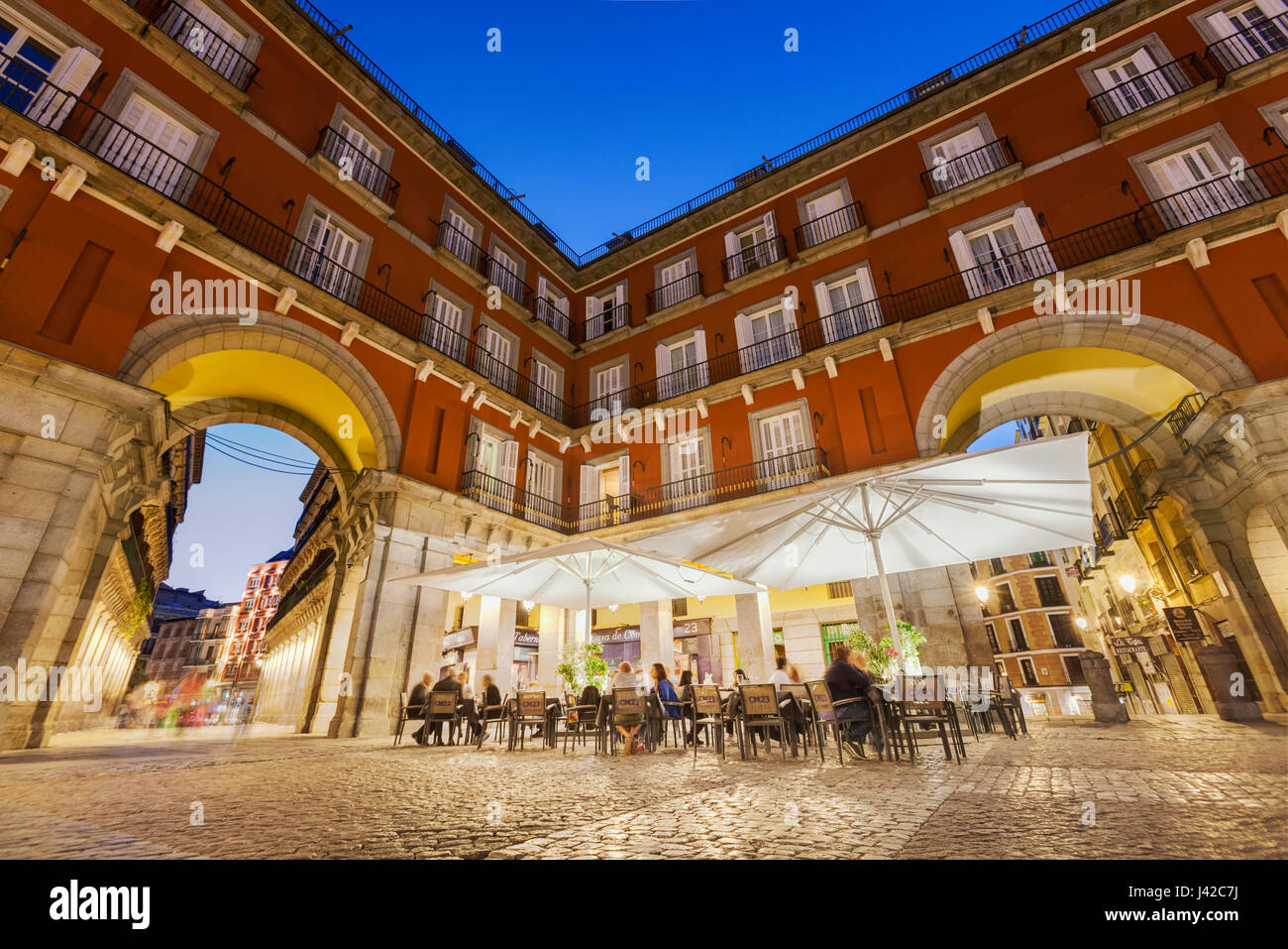 Plaza Mayor square by night . Madrid, Spain Stock Photo Alamy