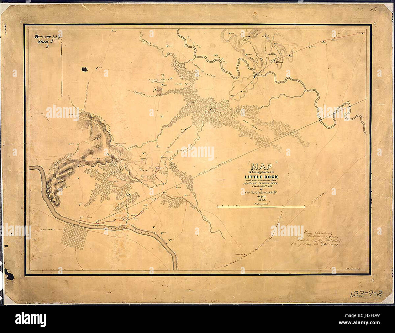 Map of the approaches to Little Rock 1863 Stock Photo Alamy