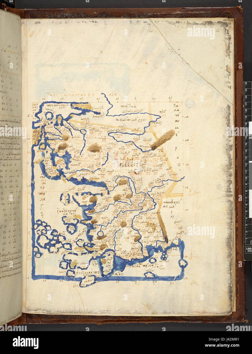 Map after Ptolemy's Geographia (Burney MS 111, f.65r) Stock Photo