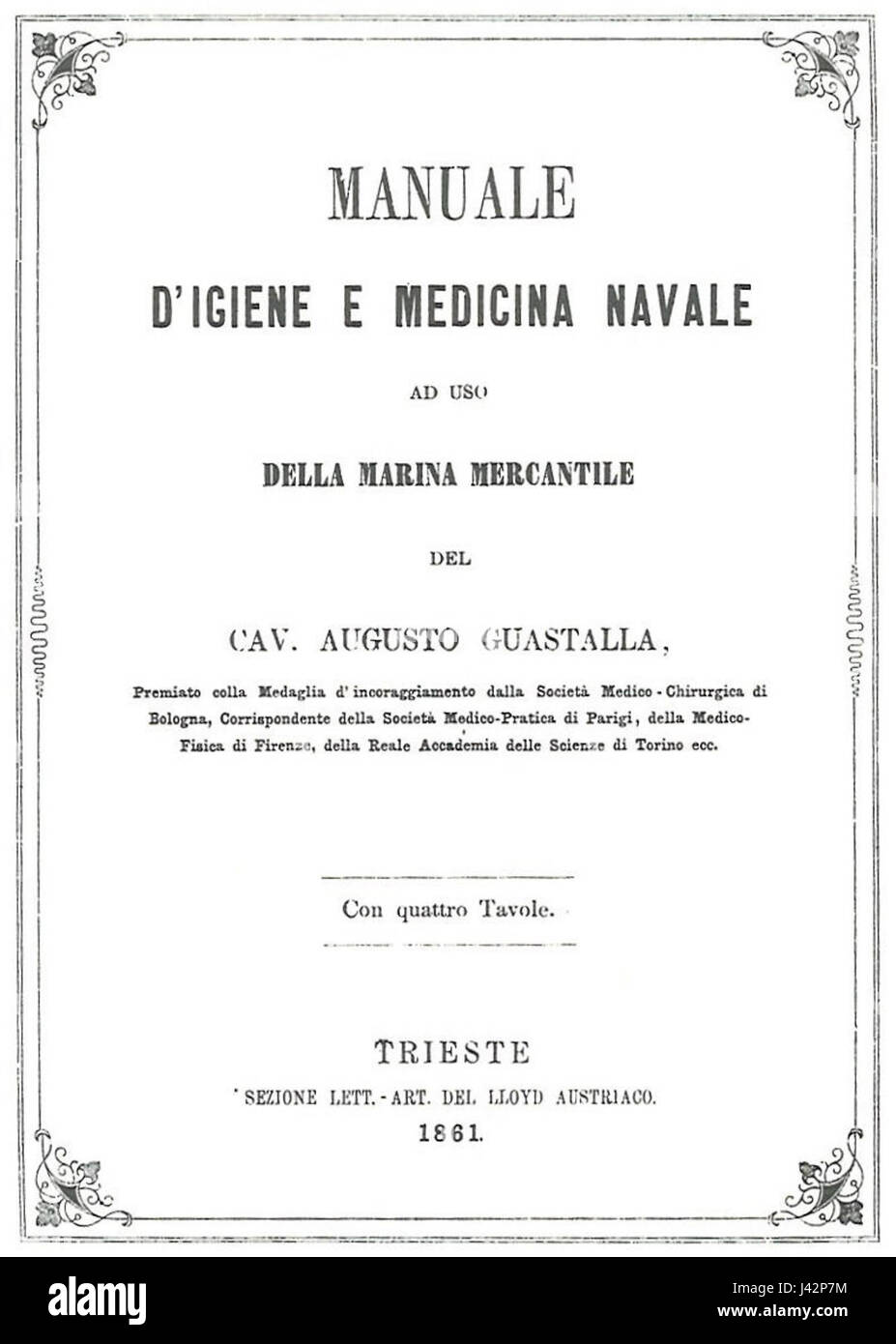 Manuale d'Igenie e medicina navale 1861 Stock Photo