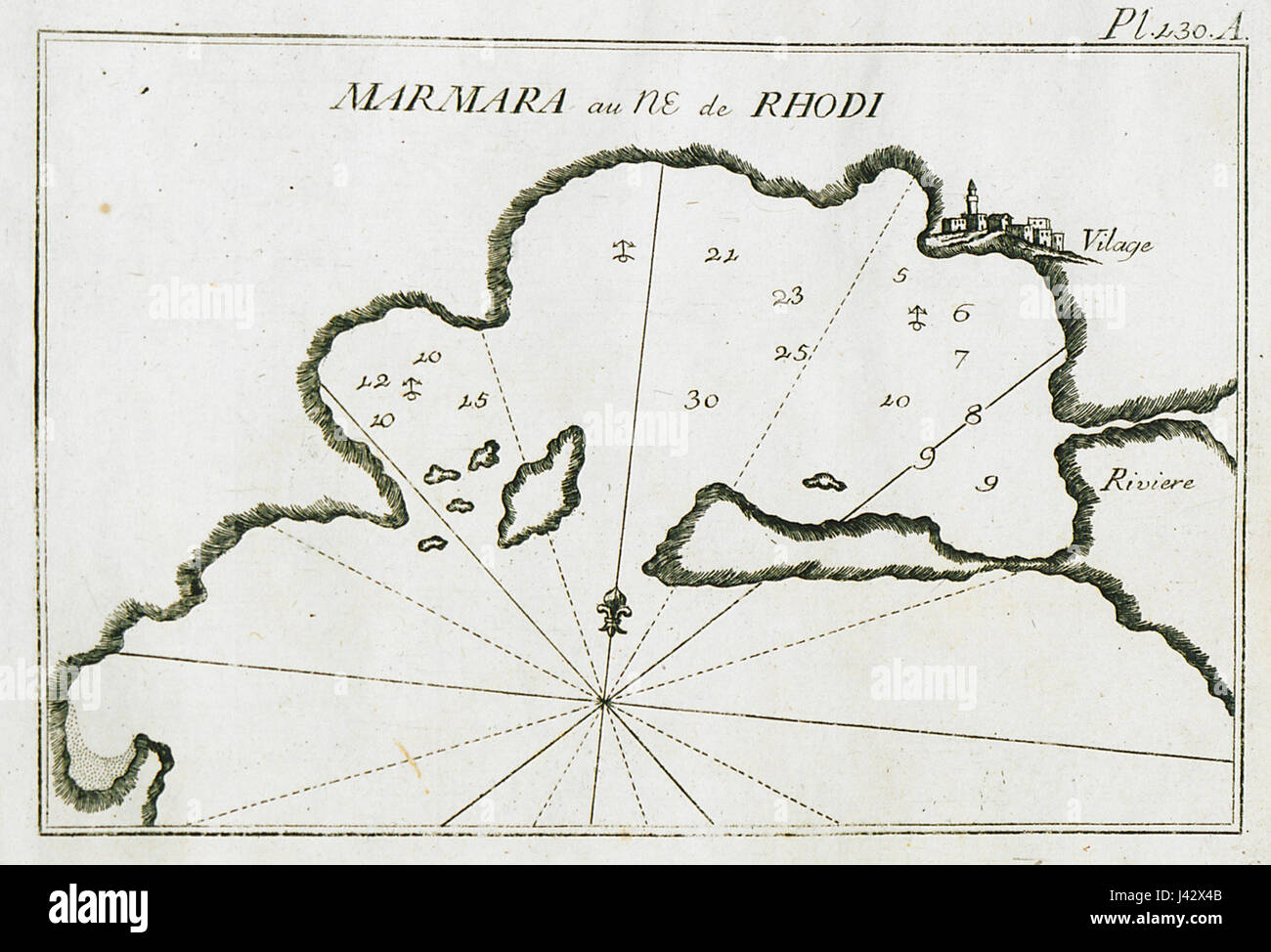Map of port near Marmaris in Turkey   Roux Joseph   1804 Stock Photo