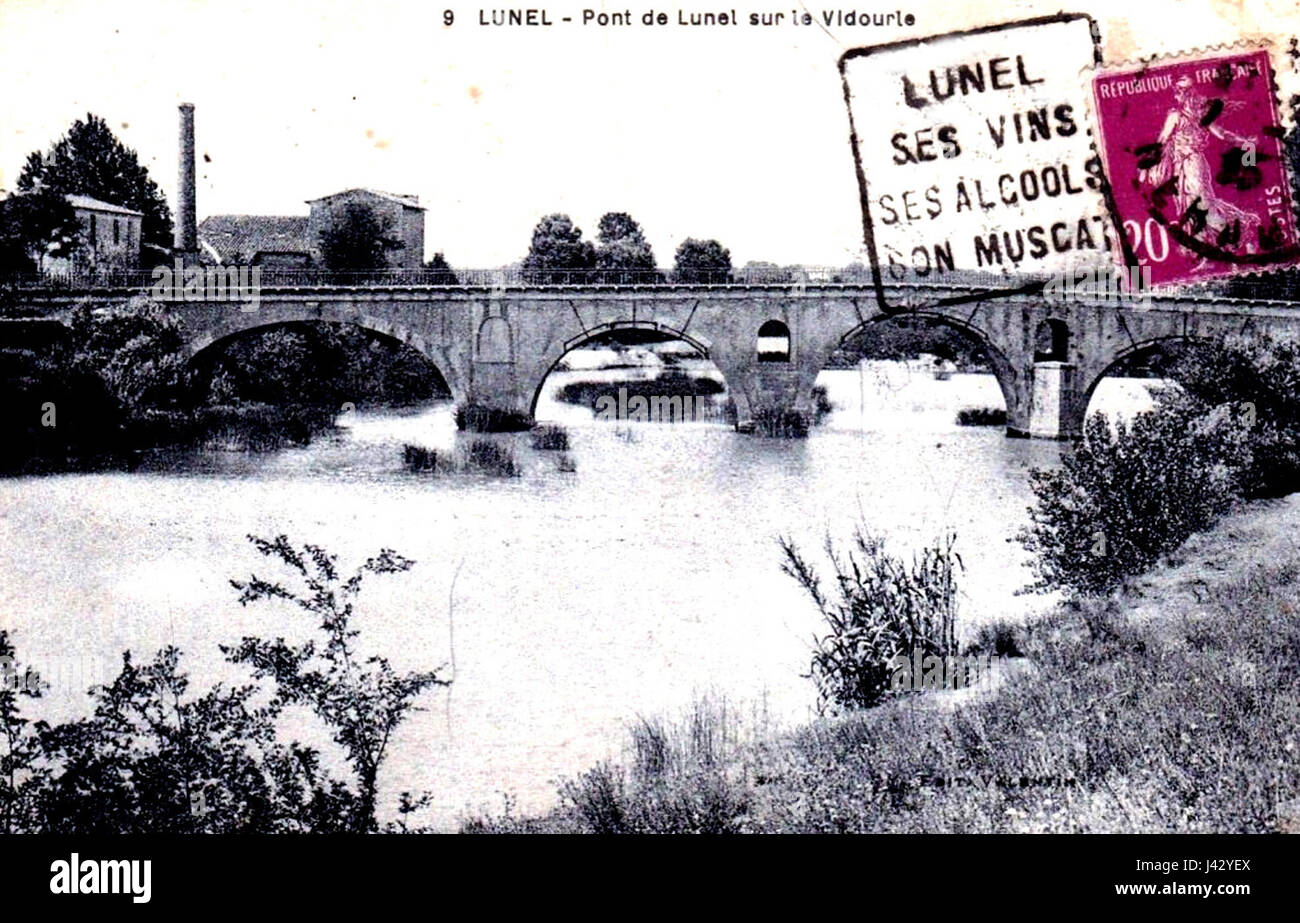 This image features a historical postal stamp from Lunel, France, issued by Daguin. It represents the local history of postal services and the evolution of stamp collecting in the region. Stock Photo